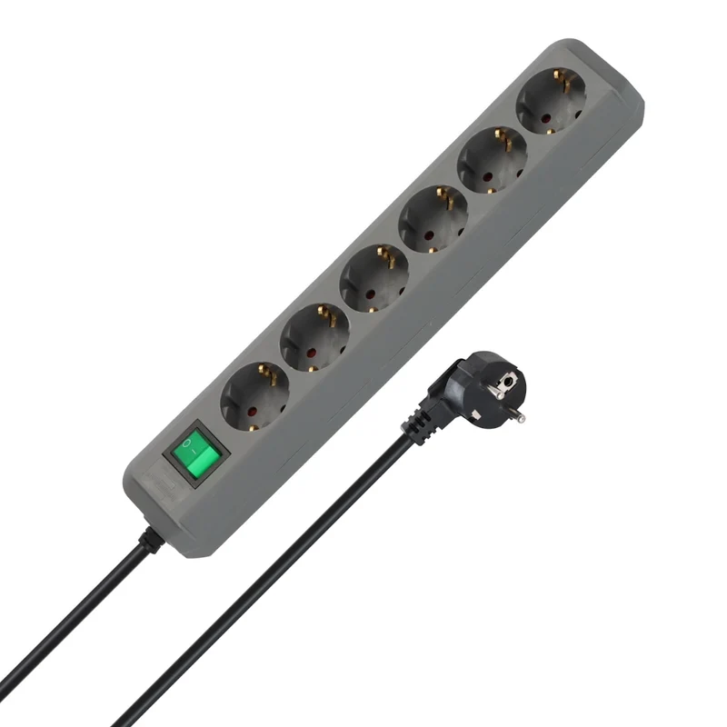 Brennenstuhl Steckdosenleiste 6-fach 1,5m silbergrau mit Schalter Eco-Line (1159540015)