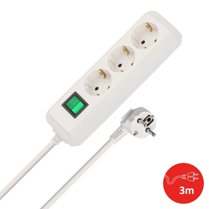 Brennenstuhl Steckdosenleiste 3-fach 3m weiss mit Schalter Eco-Line (1152320400)